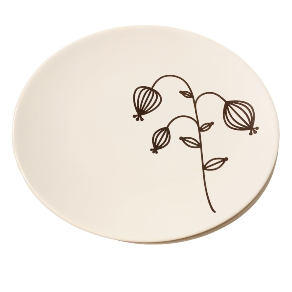 Ikea oval snack plates black white mod Scandinavian botanical minimalist pattern - Picture 2 of 5